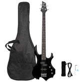Glarry Burning Fire Electric Bass Guitar Full Size 4 String - Black